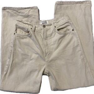 Reformation Cream High-Rise Jeans with Silver Button